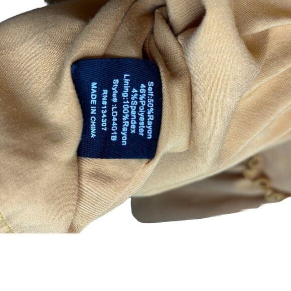 Marigold Line & Dot Ruffle Asymmetrical Puff Sleeve Yoko Mini Dress Size Small - Picture 9 of 11